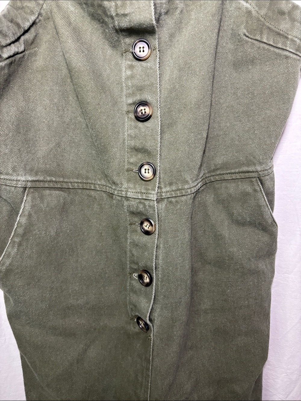 Wishlist Olive Green Button-Front Wide-Leg Jumpsuit - Picture 4 of 6